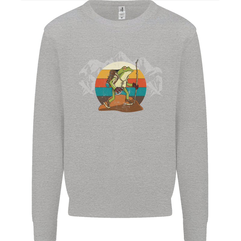 A Frog Hiking in the Mountains Trekking Mens Sweatshirt Jumper Sports Grey