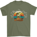 A Frog Hiking in the Mountains Trekking Mens T-Shirt Cotton Gildan Military Green