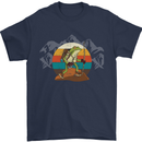 A Frog Hiking in the Mountains Trekking Mens T-Shirt Cotton Gildan Navy Blue
