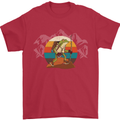 A Frog Hiking in the Mountains Trekking Mens T-Shirt Cotton Gildan Red
