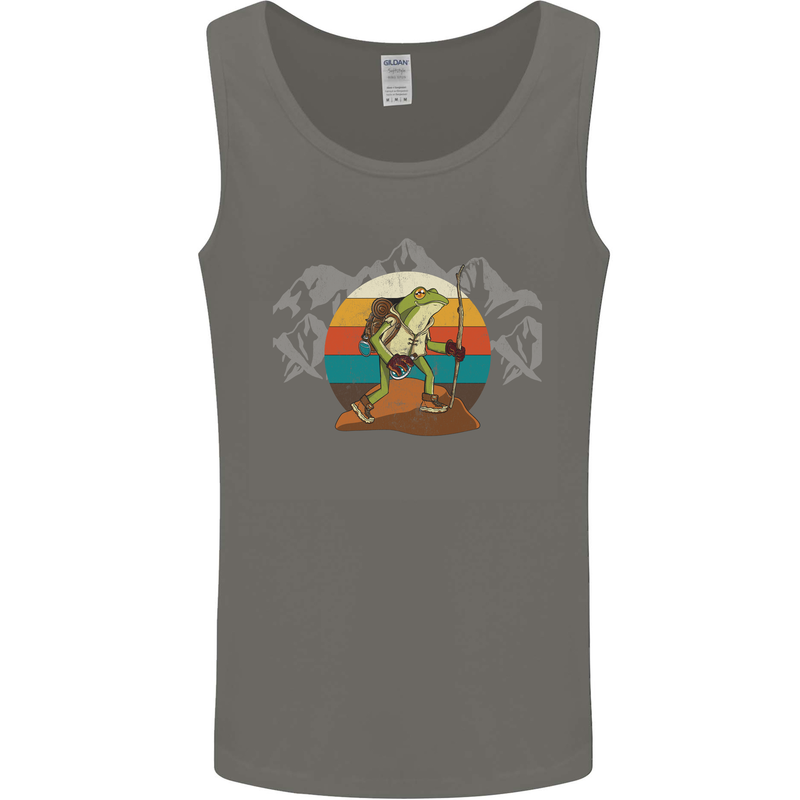 A Frog Hiking in the Mountains Trekking Mens Vest Tank Top Charcoal