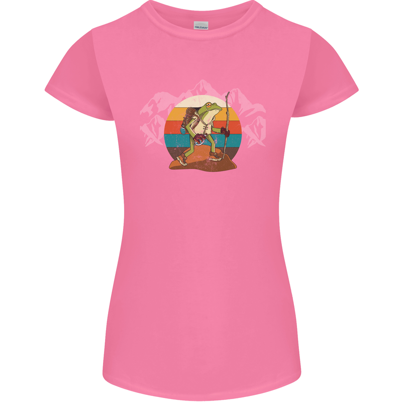 A Frog Hiking in the Mountains Trekking Womens Petite Cut T-Shirt Azalea