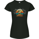 A Frog Hiking in the Mountains Trekking Womens Petite Cut T-Shirt Black