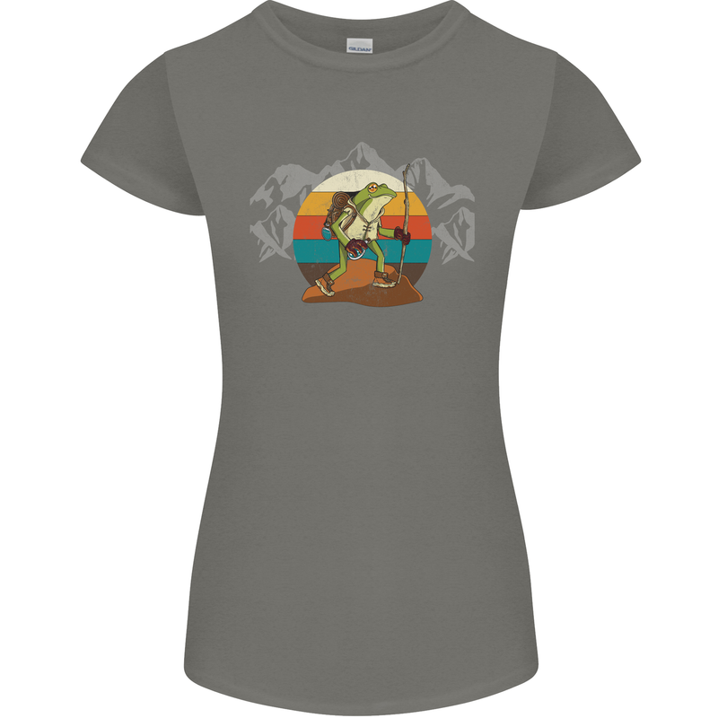 A Frog Hiking in the Mountains Trekking Womens Petite Cut T-Shirt Charcoal