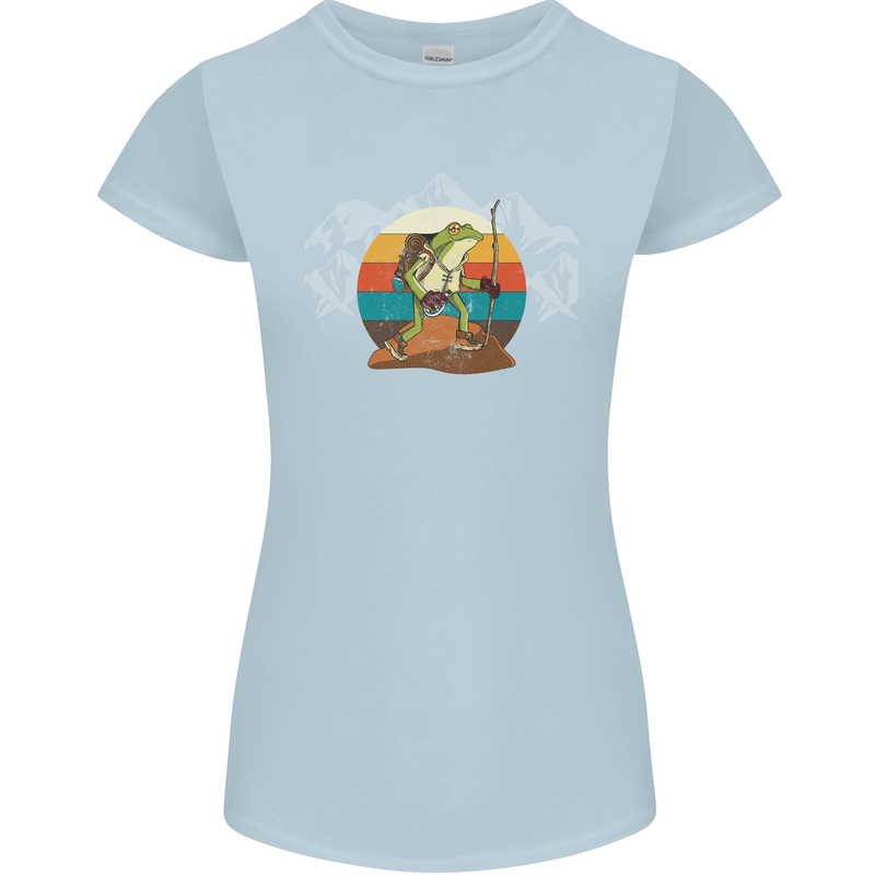 A Frog Hiking in the Mountains Trekking Womens Petite Cut T-Shirt Light Blue
