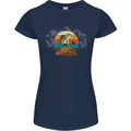 A Frog Hiking in the Mountains Trekking Womens Petite Cut T-Shirt Navy Blue