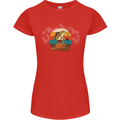 A Frog Hiking in the Mountains Trekking Womens Petite Cut T-Shirt Red