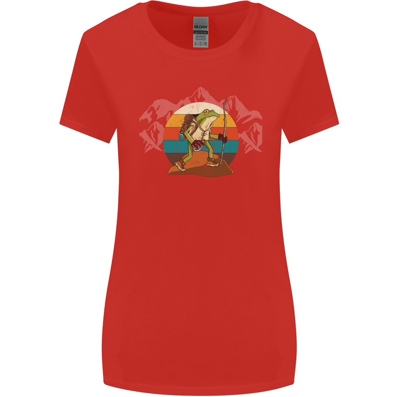 A Frog Hiking in the Mountains Trekking Womens Wider Cut T-Shirt Red