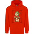 A Frog Playing the Guitar on a Toadstool Childrens Kids Hoodie Bright Red