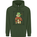 A Frog Playing the Guitar on a Toadstool Childrens Kids Hoodie Forest Green