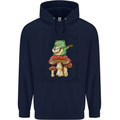 A Frog Playing the Guitar on a Toadstool Childrens Kids Hoodie Navy Blue