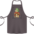 A Frog Playing the Guitar on a Toadstool Cotton Apron 100% Organic Dark Grey