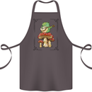 A Frog Playing the Guitar on a Toadstool Cotton Apron 100% Organic Dark Grey