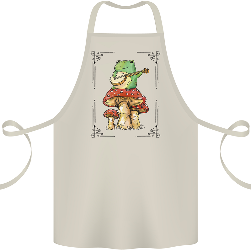 A Frog Playing the Guitar on a Toadstool Cotton Apron 100% Organic Natural