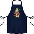 A Frog Playing the Guitar on a Toadstool Cotton Apron 100% Organic Navy Blue