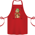 A Frog Playing the Guitar on a Toadstool Cotton Apron 100% Organic Red