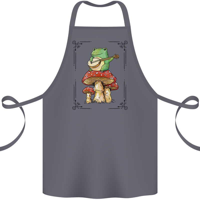 A Frog Playing the Guitar on a Toadstool Cotton Apron 100% Organic Steel