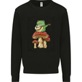 A Frog Playing the Guitar on a Toadstool Kids Sweatshirt Jumper Black