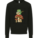A Frog Playing the Guitar on a Toadstool Kids Sweatshirt Jumper Black