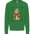 A Frog Playing the Guitar on a Toadstool Kids Sweatshirt Jumper Irish Green