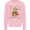 A Frog Playing the Guitar on a Toadstool Kids Sweatshirt Jumper Light Pink