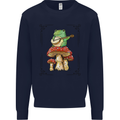 A Frog Playing the Guitar on a Toadstool Kids Sweatshirt Jumper Navy Blue