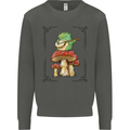 A Frog Playing the Guitar on a Toadstool Kids Sweatshirt Jumper Storm Grey