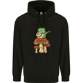 A Frog Playing the Guitar on a Toadstool Mens 80% Cotton Hoodie Black