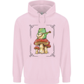 A Frog Playing the Guitar on a Toadstool Mens 80% Cotton Hoodie Light Pink