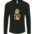 A Frog Playing the Guitar on a Toadstool Mens Long Sleeve T-Shirt Black