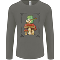 A Frog Playing the Guitar on a Toadstool Mens Long Sleeve T-Shirt Charcoal