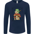 A Frog Playing the Guitar on a Toadstool Mens Long Sleeve T-Shirt Navy Blue