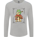 A Frog Playing the Guitar on a Toadstool Mens Long Sleeve T-Shirt Sports Grey