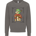 A Frog Playing the Guitar on a Toadstool Mens Sweatshirt Jumper Charcoal