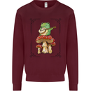 A Frog Playing the Guitar on a Toadstool Mens Sweatshirt Jumper Maroon