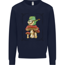 A Frog Playing the Guitar on a Toadstool Mens Sweatshirt Jumper Navy Blue