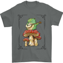 A Frog Playing the Guitar on a Toadstool Mens T-Shirt 100% Cotton Charcoal
