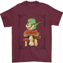 A Frog Playing the Guitar on a Toadstool Mens T-Shirt 100% Cotton Maroon