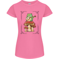 A Frog Playing the Guitar on a Toadstool Womens Petite Cut T-Shirt Azalea