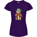 A Frog Playing the Guitar on a Toadstool Womens Petite Cut T-Shirt Purple