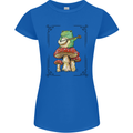 A Frog Playing the Guitar on a Toadstool Womens Petite Cut T-Shirt Royal Blue