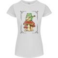 A Frog Playing the Guitar on a Toadstool Womens Petite Cut T-Shirt White