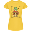 A Frog Playing the Guitar on a Toadstool Womens Petite Cut T-Shirt Yellow