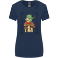 A Frog Playing the Guitar on a Toadstool Womens Wider Cut T-Shirt Navy Blue