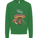 A Frog Sitting on a Mushroom Kids Sweatshirt Jumper Irish Green
