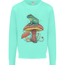 A Frog Sitting on a Mushroom Kids Sweatshirt Jumper Peppermint