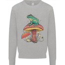 A Frog Sitting on a Mushroom Kids Sweatshirt Jumper Sports Grey