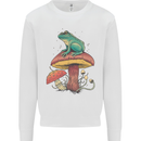 A Frog Sitting on a Mushroom Kids Sweatshirt Jumper White
