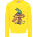 A Frog Sitting on a Mushroom Kids Sweatshirt Jumper Yellow