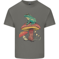 A Frog Sitting on a Mushroom Kids T-Shirt Childrens Charcoal